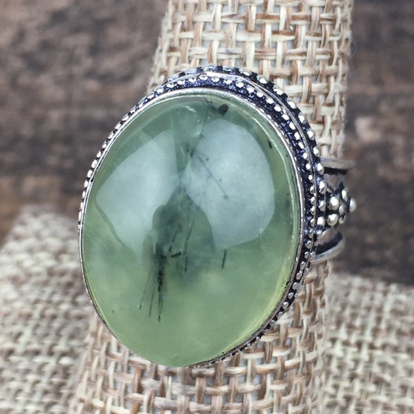 Moss Prehnite Stone Statement Ring 8 - Picture 11 of 11